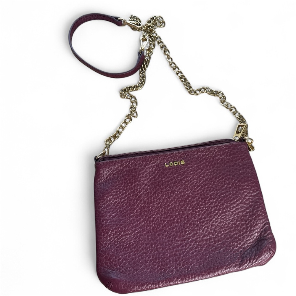 Lodis Burgundy Pebbled Leather Crossbody Bag Brand New